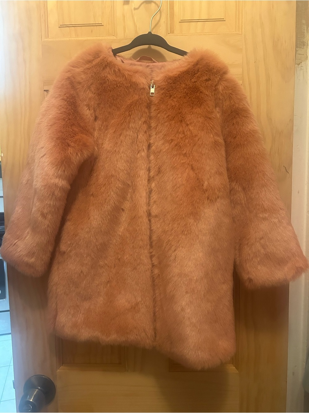 GAP Girls Faux Fur Pea Coat in pink